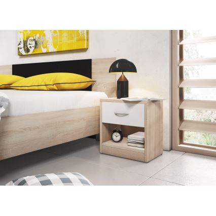 Yöpöytä NED sonoma-tammi/valkoinen