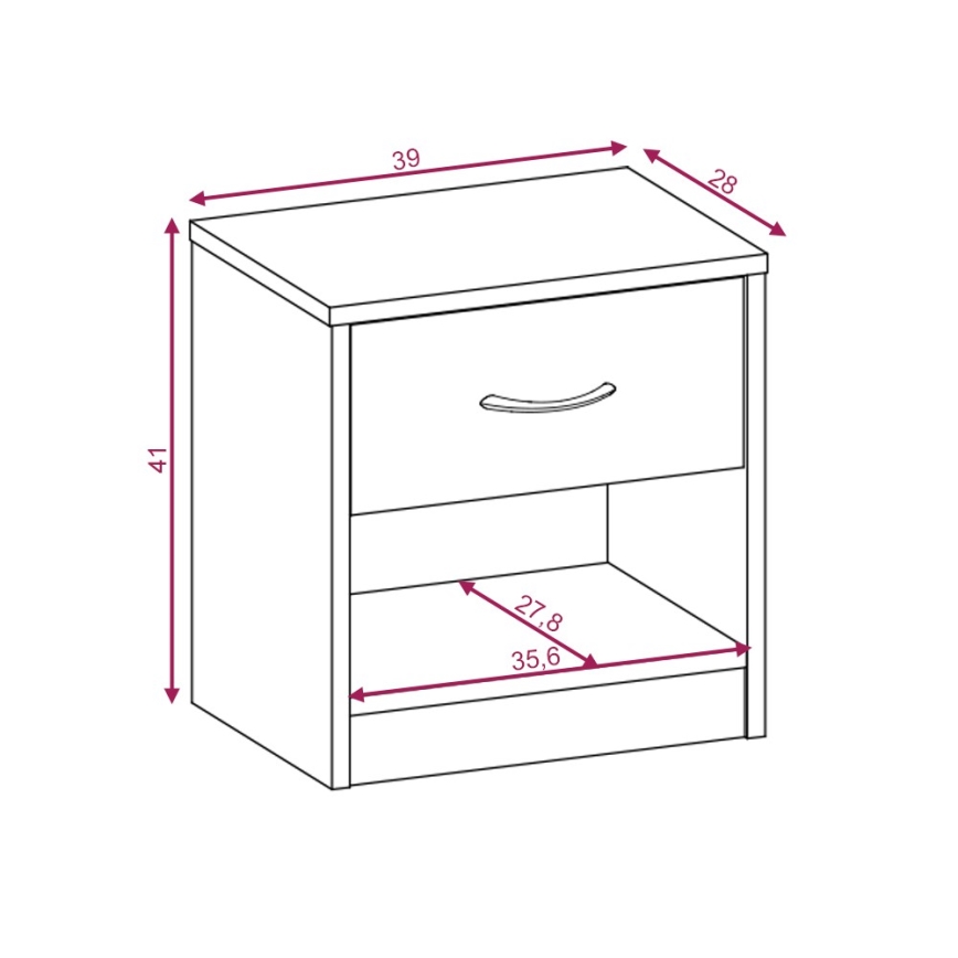 Yöpöytä NED sonoma-tammi/valkoinen