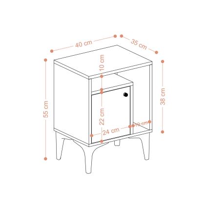 Yöpöytä NUNO 55x40 cm safiiri tammi