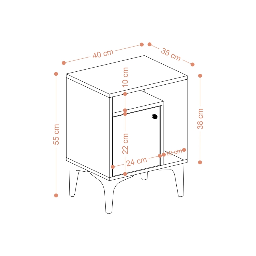 Yöpöytä NUNO 55x40 cm safiiri tammi