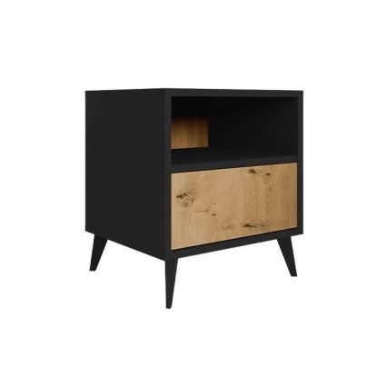 Yöpöytä OVESSI 52x47 cm musta/tammi artisan