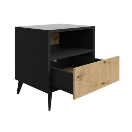 Yöpöytä OVESSI 52x47 cm musta/tammi artisan