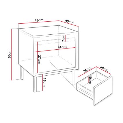 Yöpöytä OZMI 50x45 cm musta