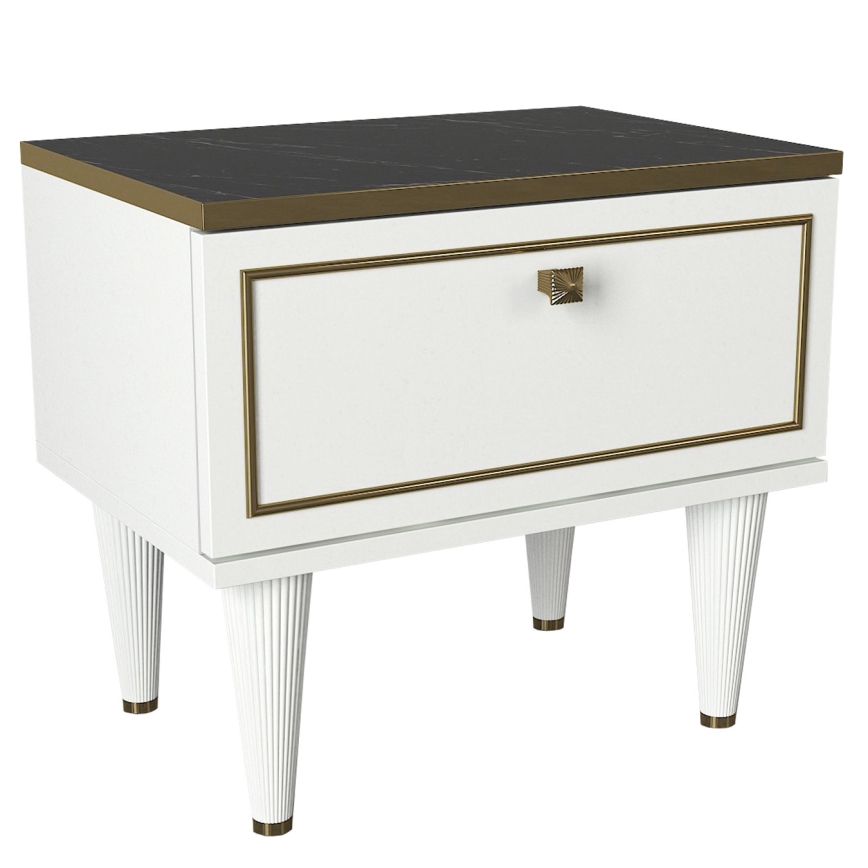 Yöpöytä RAVENNA 47,2x50 cm valkoinen/musta/kulta