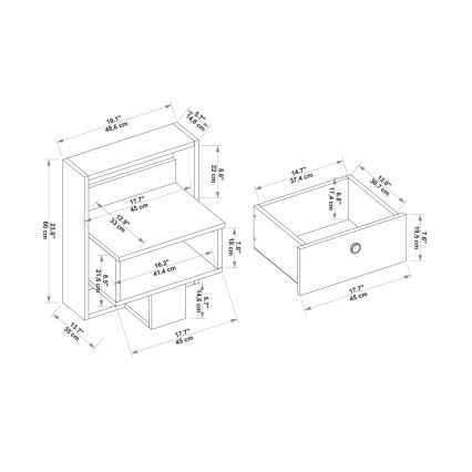 Yöpöytä SNEKER 60x48,6 cm beige/atlantin mänty