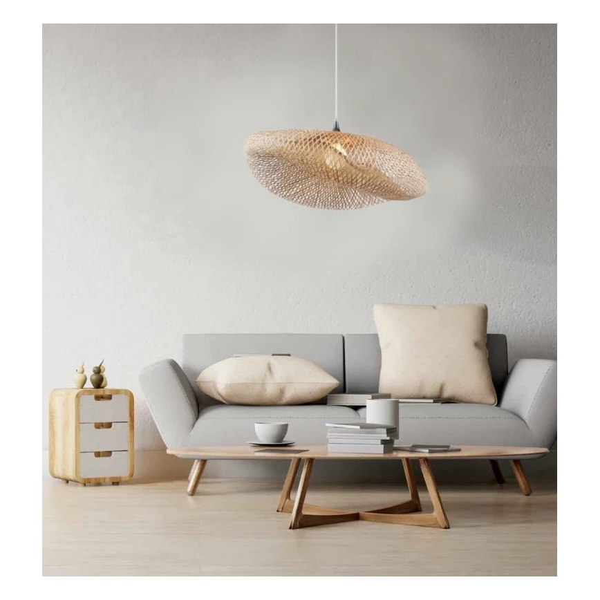 Zambelis 19103 - Kattokruunu johdossa 1xE27/40W/230V bambu/beige