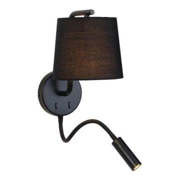 Zambelis H57 - LED joustava valaisin LED/3W + 1xE27/40W/230V musta