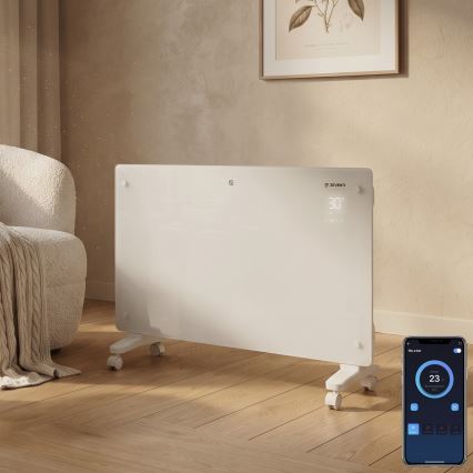 ZEVENTI - Älykäs seinälle asennettava sähkölämmitin/konvektori LCD-näytöllä 1000/2000W/230V Wi-Fi valkoinen