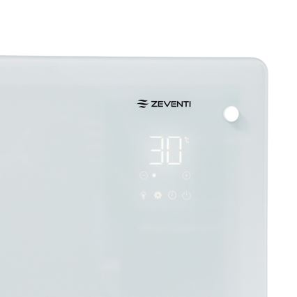 ZEVENTI - Älykäs seinälle asennettava sähkölämmitin/konvektori LCD-näytöllä 1000/2000W/230V Wi-Fi valkoinen