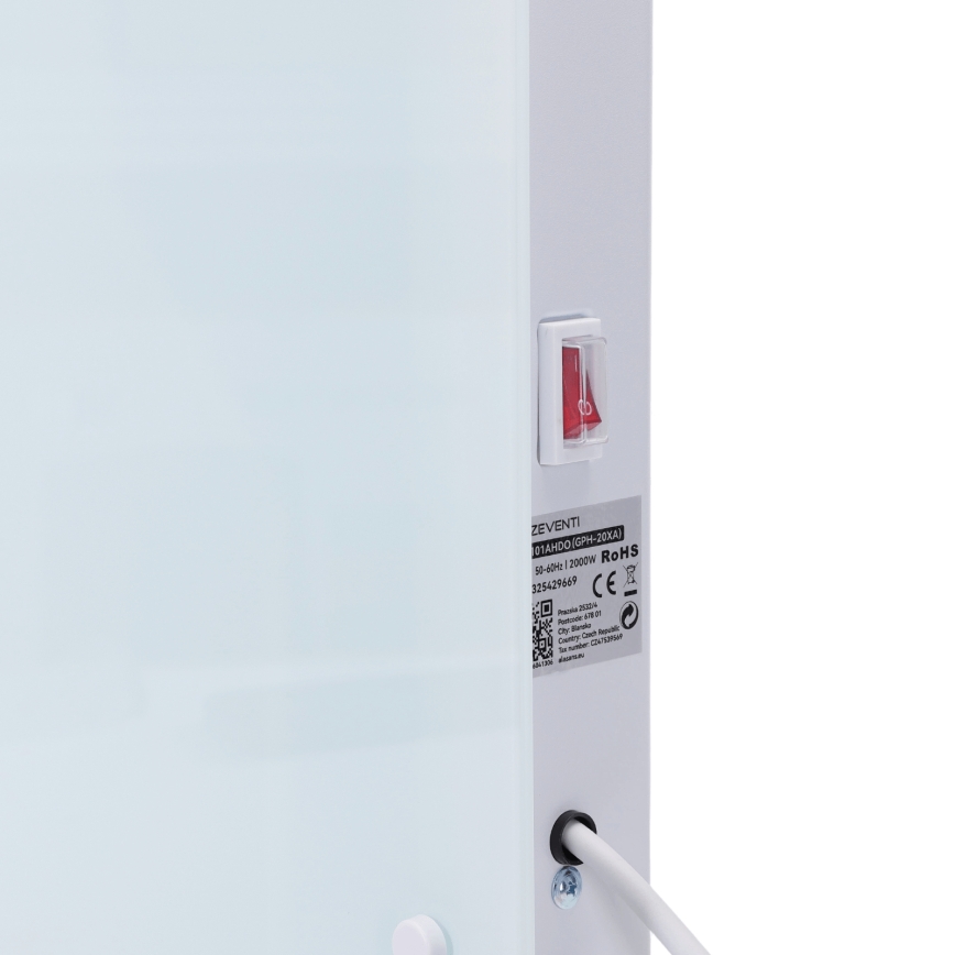 ZEVENTI - Älykäs seinälle asennettava sähkölämmitin/konvektori LCD-näytöllä 1000/2000W/230V Wi-Fi valkoinen