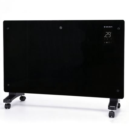 ZEVENTI - Älykäs seinään asennettava sähköinen suora-/konvektorilämmitin LCD-näytöllä 1000/2000W/230V Wi-Fi musta