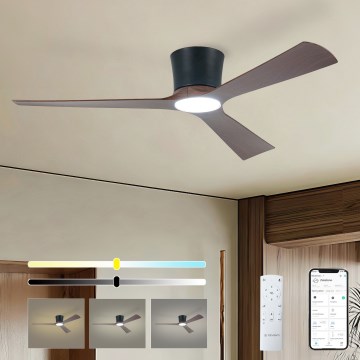 ZEVENTI - AUREX LED dimmattava kattotuuletin LED/24W/230V 3000/4000/6000K Wi‑Fi Tuya musta/pähkinä + kaukosäädin