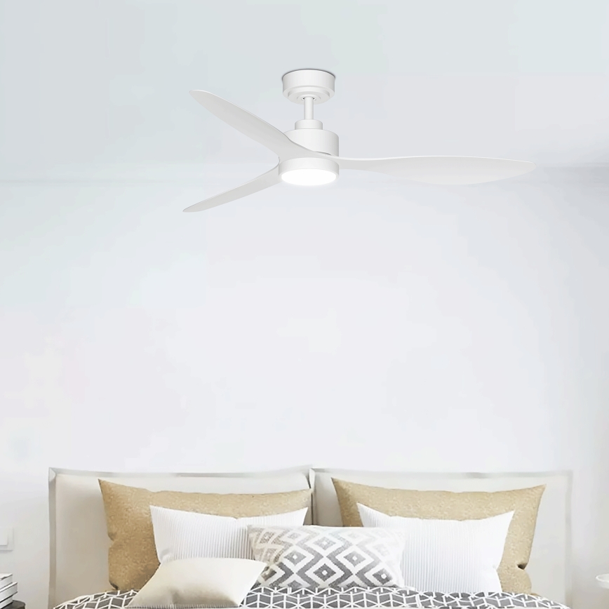 ZEVENTI - Himmennettävä LED-kattotuuletin ULUWATU LED/20W/230V 2700-6500K 132 cm valkoinen + kaukosäädin