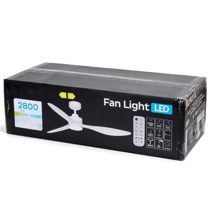 ZEVENTI - Himmennettävä LED-kattotuuletin ULUWATU LED/20W/230V 2700-6500K 132 cm valkoinen + kaukosäädin