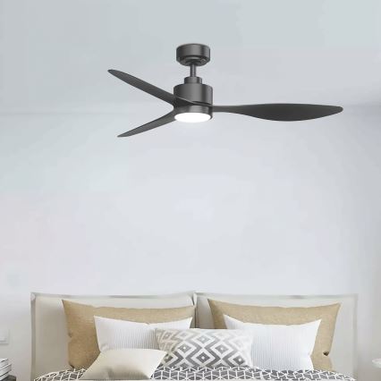 ZEVENTI - LED-himmennettävä kattotuuletin ULUWATU LED/20W/230V 2700-6500K 132 cm musta + kaukosäädin