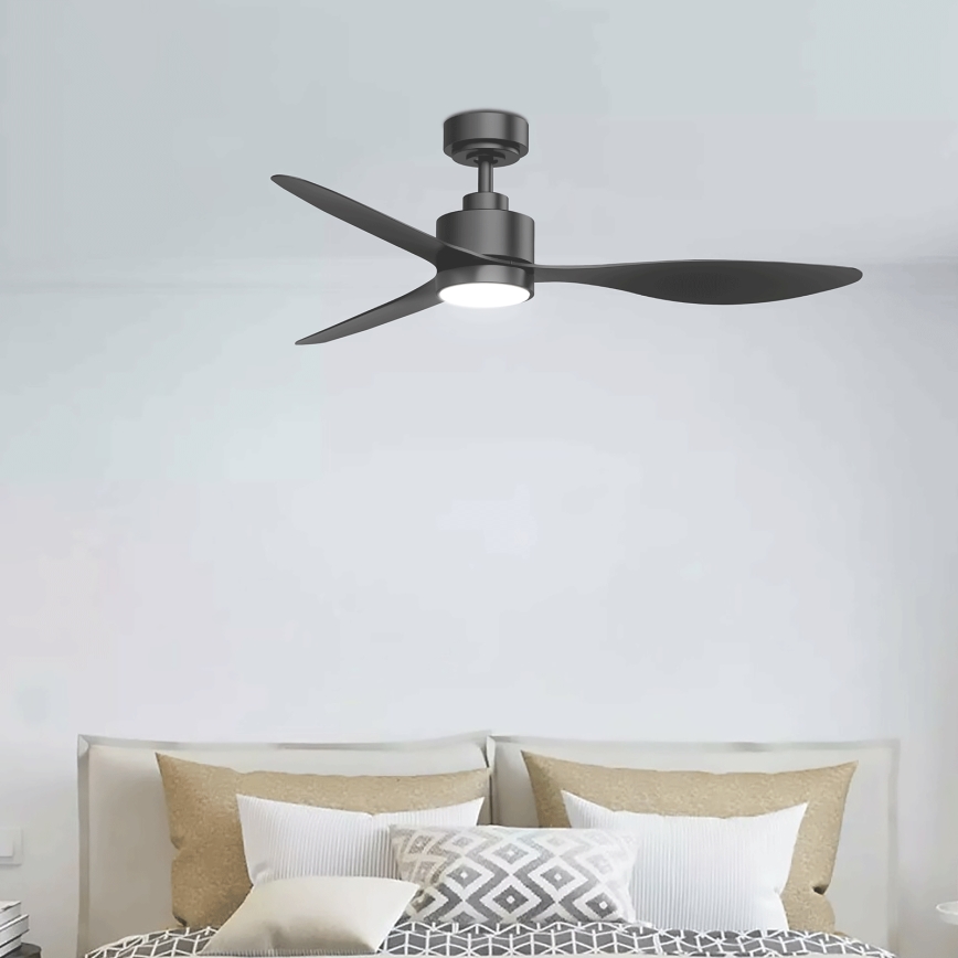 ZEVENTI - LED-himmennettävä kattotuuletin ULUWATU LED/20W/230V 2700-6500K 132 cm musta + kaukosäädin