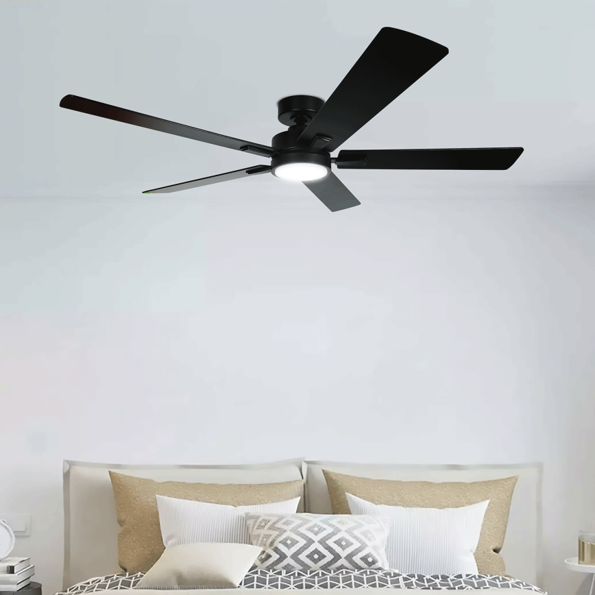 ZEVENTI - LED-himennettävä kattotuuletin WAIKIKI LED/20W/230V 2700-6500K 132 cm musta + kaukosäädin