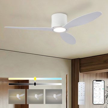 ZEVENTI - Himmennettävä LED-kattotuuletin VENTORA LED/24W/230V 3000/4000/6000K Wi-Fi Tuya valkoinen + kaukosäädin