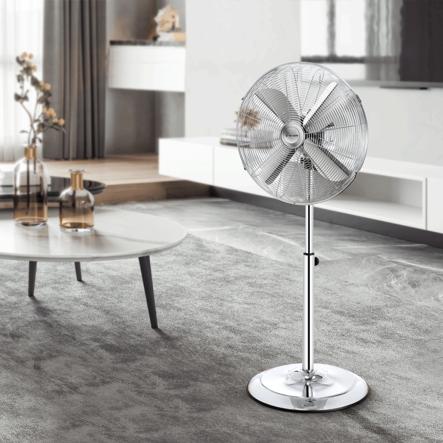 ZEVENTI - Jalallinen tuuletin FLOW 50W/230V 125 cm kiiltävä kromi