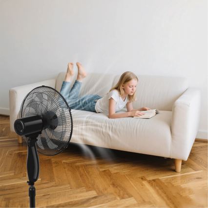ZEVENTI - Jalustatuuletin FLOW 55W/230V 130 cm musta + kaukosäädin