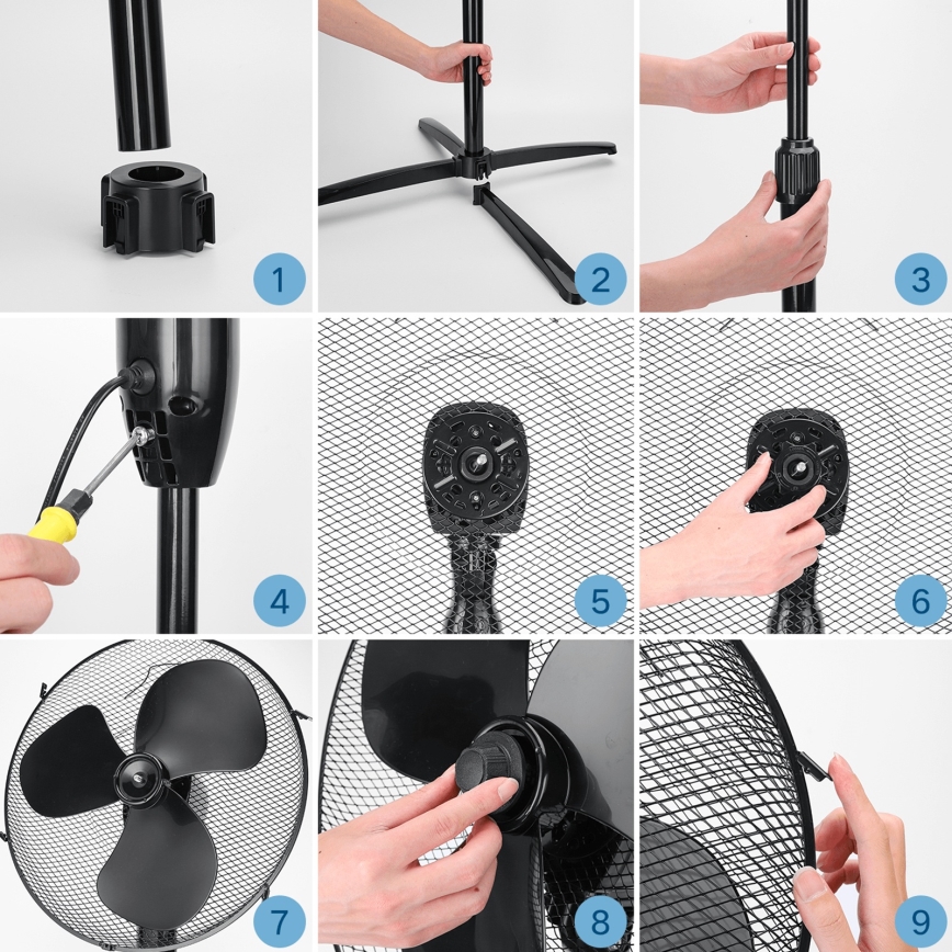 ZEVENTI - Jalustatuuletin FLOW 40W/230V musta