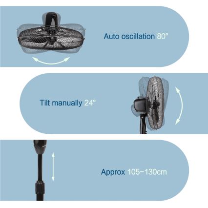 ZEVENTI - Jalustatuuletin FLOW 40W/230V musta