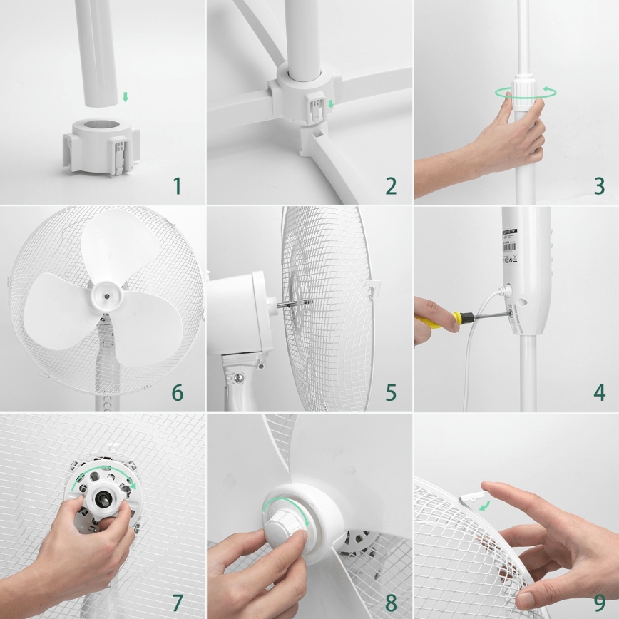 ZEVENTI - Jalustatuuletin FLOW 40W/230V, valkoinen