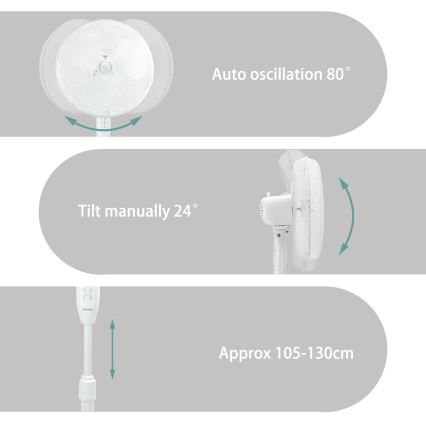 ZEVENTI - Jalustatuuletin FLOW 40W/230V, valkoinen