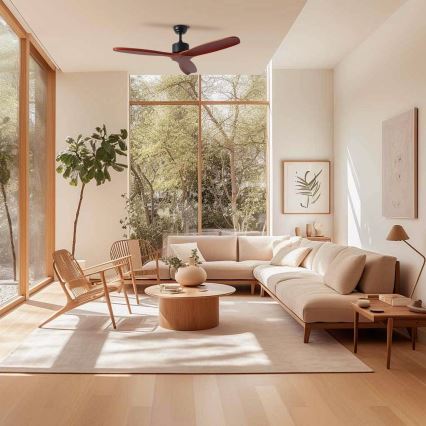 ZEVENTI - CUENCA kattotuuletin Wi-Fi Tuya musta/tammi + kaukosäädin