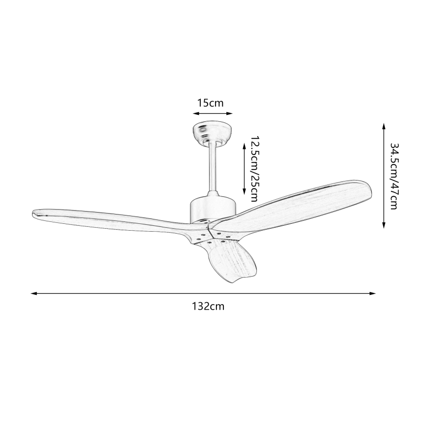 ZEVENTI - CUENCA kattotuuletin Wi-Fi Tuya musta/tammi + kaukosäädin