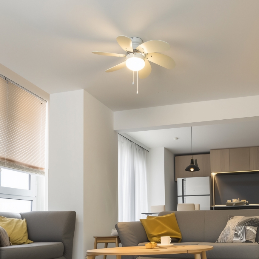 ZEVENTI - Kattotuuletin FAMARA 1xE14/60W/230V valkoinen