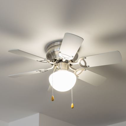 ZEVENTI - Kattotuuletin GALDANA 1xE27/60W/230V harmaa/valkoinen