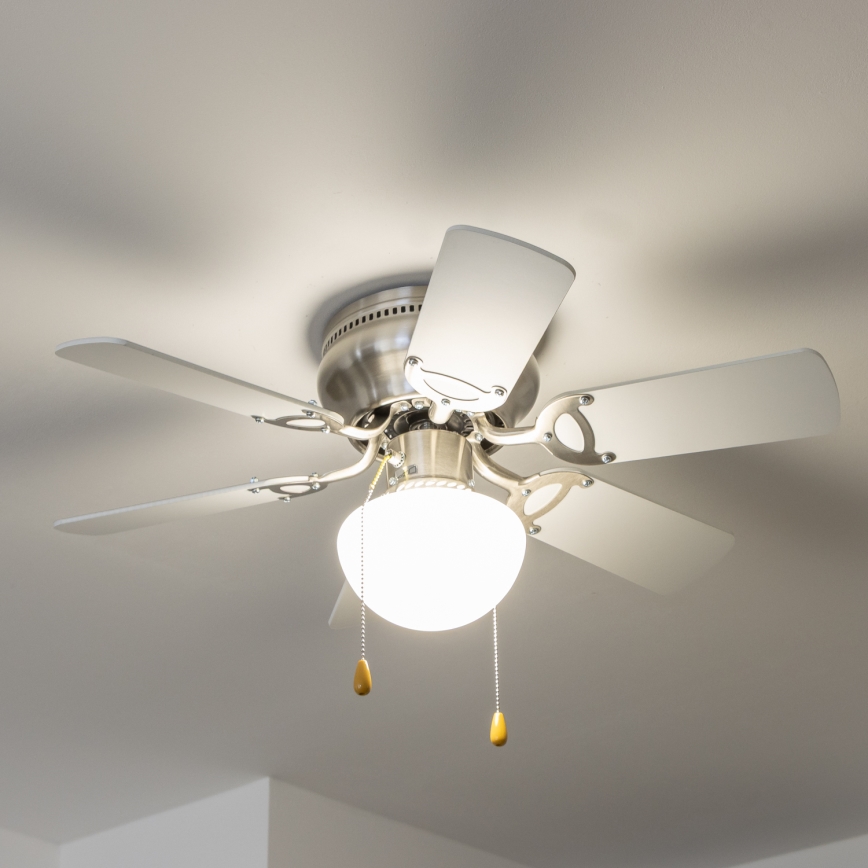 ZEVENTI - Kattotuuletin GALDANA 1xE27/60W/230V harmaa/valkoinen