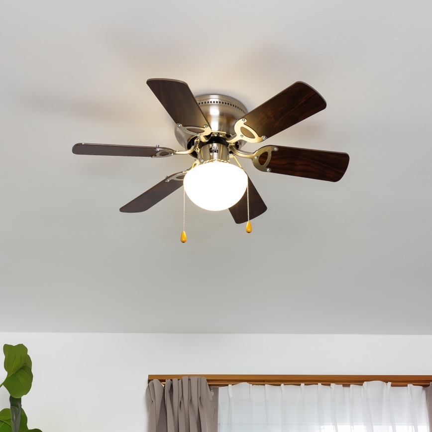 ZEVENTI - Kattotuuletin GALDANA 1xE27/60W/230V ruskea/beige