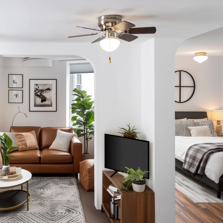 ZEVENTI - Kattotuuletin GALDANA 1xE27/60W/230V ruskea/beige