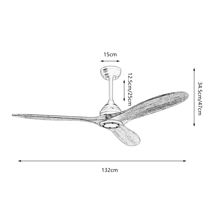 ZEVENTI - Kattotuuletin LAURIA Wi-Fi Tuya musta/tammi + kaukosäädin
