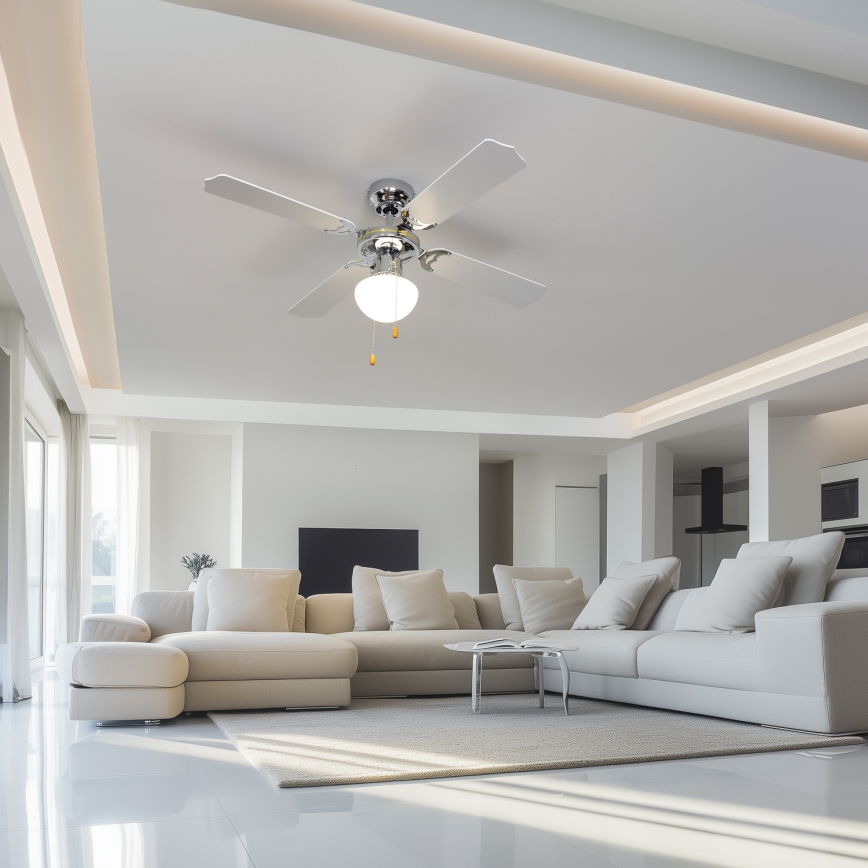 ZEVENTI - Kattotuuletin NAVAGIO 1xE27/60W/230V musta/valkoinen