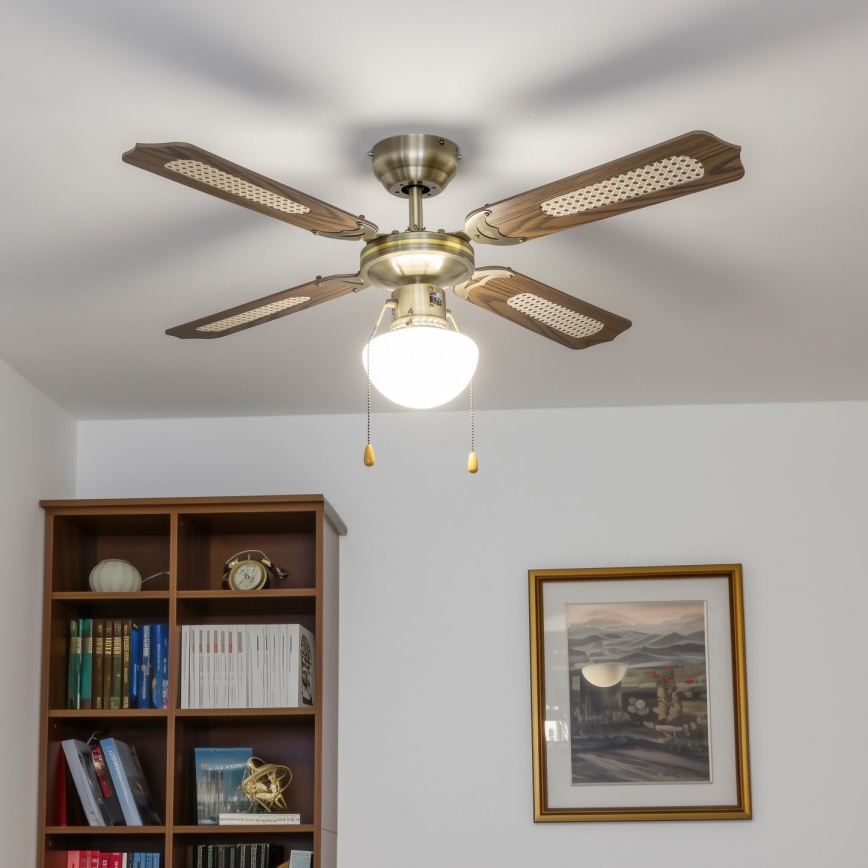 ZEVENTI - Kattotuuletin NAVAGIO 1xE27/60W/230V ruskea