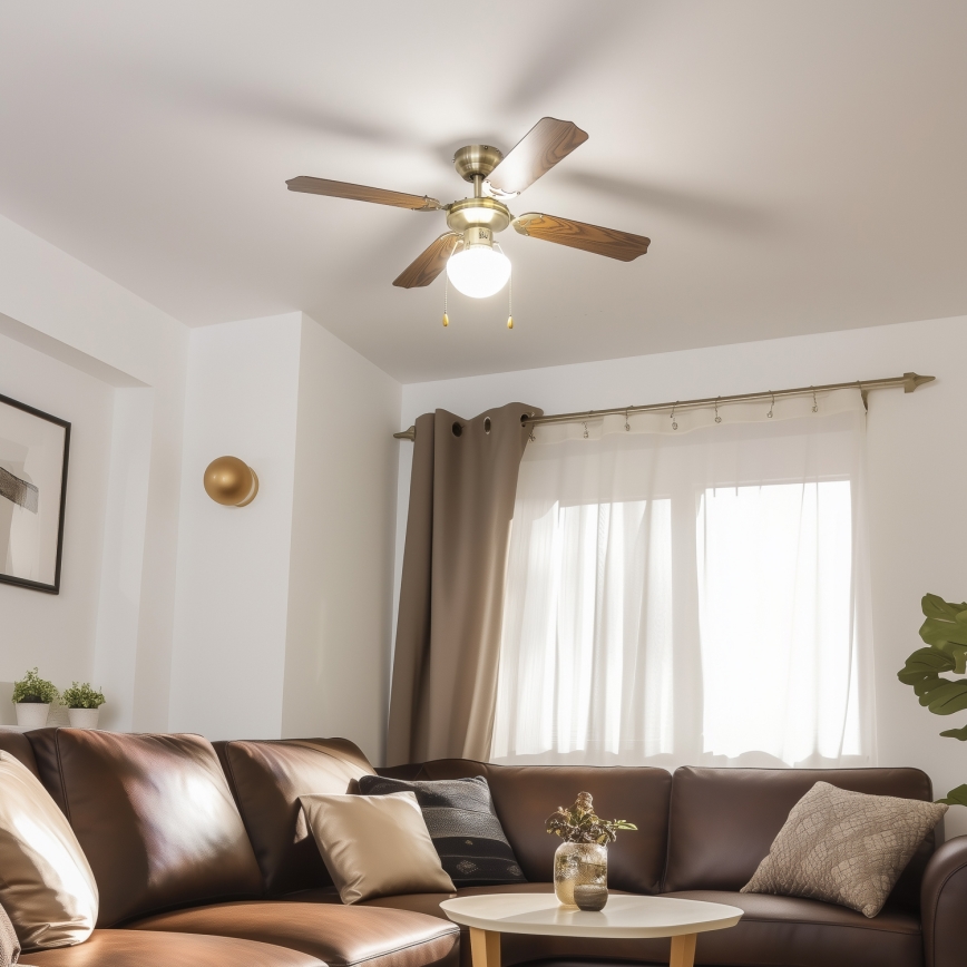 ZEVENTI - Kattotuuletin NAVAGIO 1xE27/60W/230V ruskea