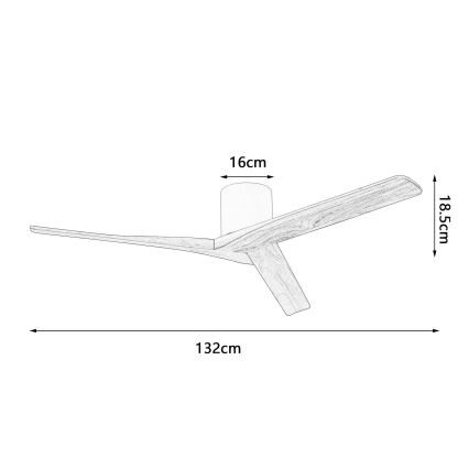 ZEVENTI - Kattotuuletin VELLON Wi-Fi Tuya valkoinen/paulownia + kaukosäädin
