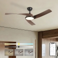 ZEVENTI - LED-himmennettävä kattotuuletin AERYS LED/24W/230V 3000/4000/6000K Tuya Wi-Fi musta/pähkinä + kaukosäädin