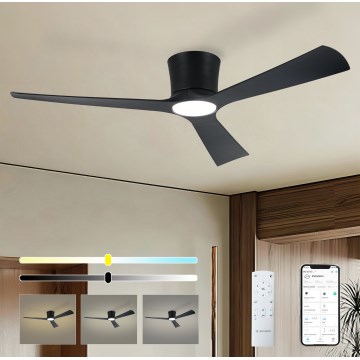 ZEVENTI - LED himmennettävä kattotuuletin AUREX LED/24W/230V 3000/4000/6000K Wi-Fi Tuya musta + kaukosäädin