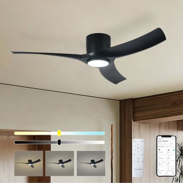 ZEVENTI - LED-himmennettävä kattotuuletin ORBITO LED/24W/230V 3000/4000/6000K Wi-Fi Tuya musta + kauko-ohjain