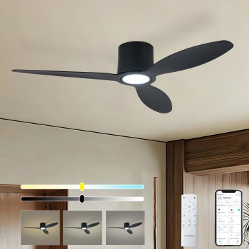 ZEVENTI - LED himmennettävä kattotuuletin VENTORA LED/24W/230V 3000/4000/6000K Wi-Fi Tuya musta + kaukosäädin