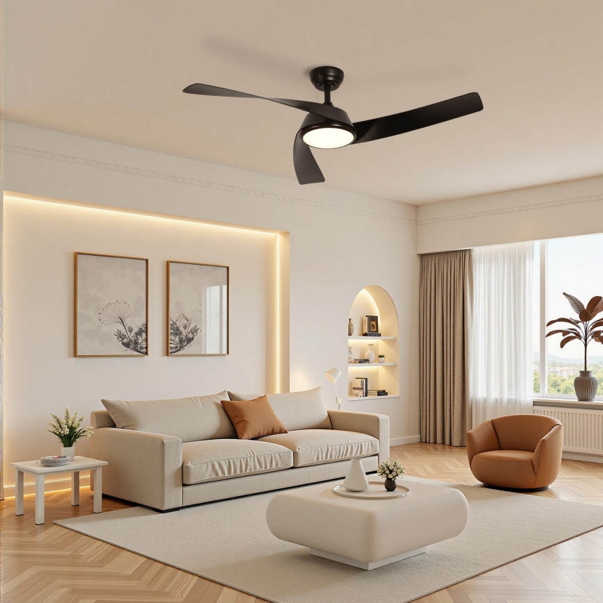 ZEVENTI - LED himmennettävä kattotuuletin AERYS  LED/24W/230V 3000/4000/6000K Wi-Fi Tuya musta + kaukosäädin