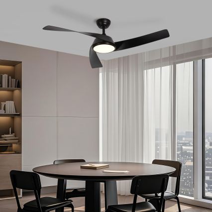 ZEVENTI - LED himmennettävä kattotuuletin AERYS  LED/24W/230V 3000/4000/6000K Wi-Fi Tuya musta + kaukosäädin
