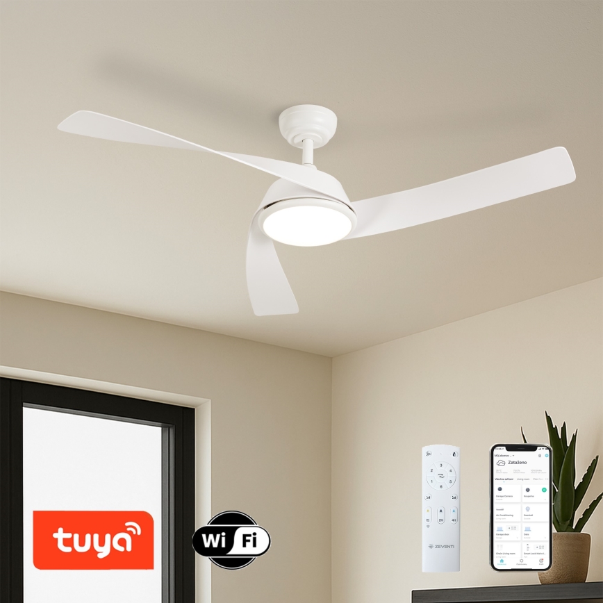 ZEVENTI - LED-himmennettävä kattotuuletin AERYS LED/24W/230V 3000/4000/6000K Wi-Fi Tuya valkoinen + kaukosäädin