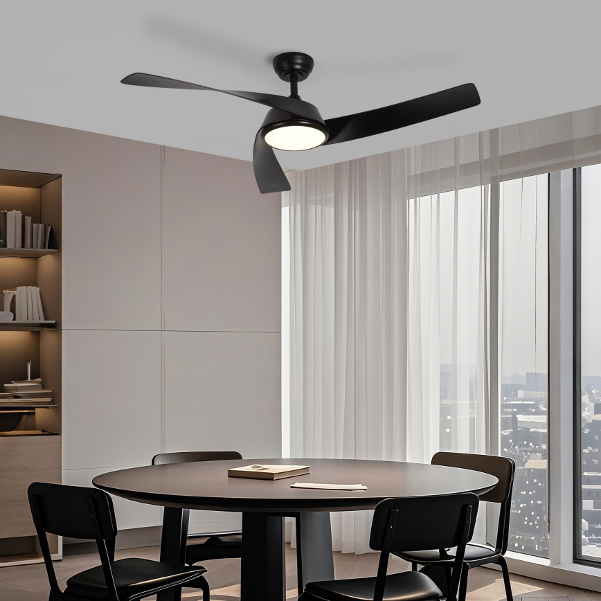 ZEVENTI - AERYS himmennettävä LED-kattotuuletin LED/24W/230V 3000/4000/6000K Wi-Fi Tuya musta + kaukosäädin