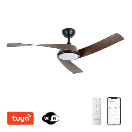 ZEVENTI - LED-himmennettävä kattotuuletin AERYS LED/24W/230V 3000/4000/6000K Wi-Fi Tuya musta/pähkinä + kaukosäädin