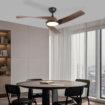 ZEVENTI - LED-himmennettävä kattotuuletin AERYS LED/24W/230V 3000/4000/6000K Wi-Fi Tuya musta/pähkinä + kaukosäädin